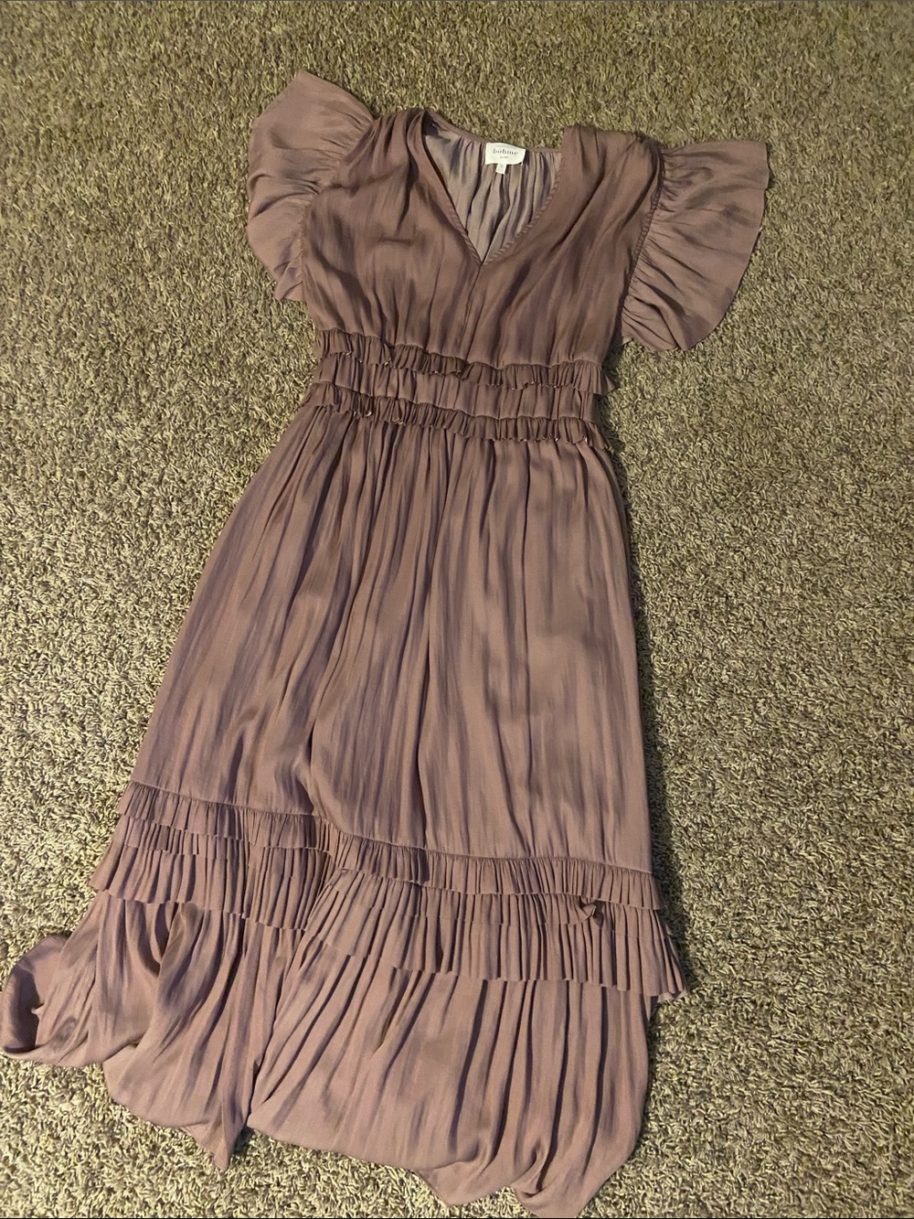 bohme Dusty Mauve Ruffle Maxi Dress